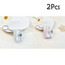 16pcs 1-Inch Glitter White Mini Photo Album Keychain, Minimalist & Elegant Student ID/Card Holder Photo Album - Clear - View 21