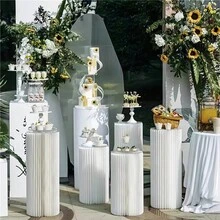 Folding Paper Tube Pedestal For Wedding Ceremony, Party, Cake Table Support Column - Includes Plastic Top Plate (Mirror Acrylic, Remove Protective Film To Use), Suitable For Wedding, Birthday, Party, Auto Show, Cake Shop Decoration