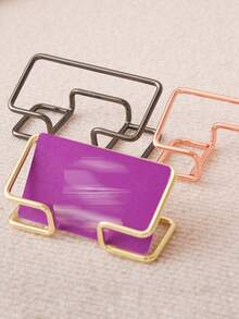 1pc Hollow Business Card Holder Creative Product Storage Box, Office Display, Ideal Gift, Multiple Colors To Choose From, Essential For Business Office, High-End Line Design Business Card Display Stand, Multiple Fashionable Colors To Choose From, Simple Desktop Vertical Business Card Holder