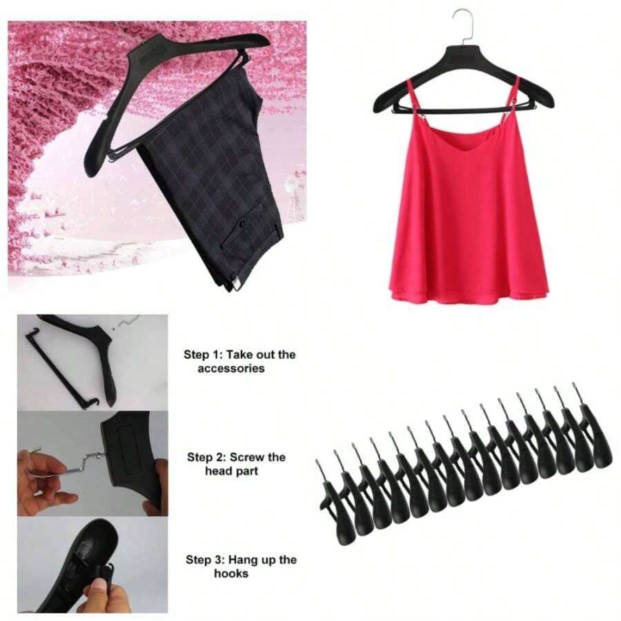 Perchas De Traje De Plstico Ancho - Paquete De 15, 17. Pulgadas - Hombros Con Muescas Con Ganchos Giratorios - Negro, Perchas, Perchas, Perchas, Perchas - 15 piezas - Ver 1