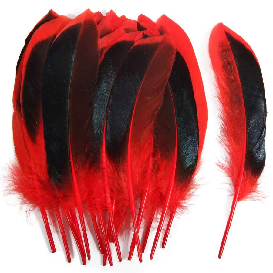 100pcs High Quality Colorful Duck Feathers Handmade Jewelry Accessories Feather Dream Catcher Materials - Red - View 1