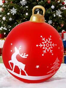 1 pezzo Palla di Natale gonfiabile gigante in PVC da 23 pollici, adatta per decorazioni per feste di Natale, giardino, prato o portico, decorazioni natalizie per la casa, decorazioni per la stanza, sfondi decorativi e regali di Natale.