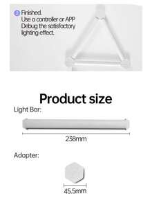 6/9/12通道智能RGB声控变色LED灯，1600万种颜色选择；蓝牙语音控制，DIY定制房间装饰灯；卧室氛围照明，电竞节奏灯；展览照明，无盲区；适用于卧室装饰、游戏室等。 - 彩色 - 查看 11