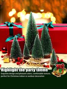 4pcs-Mini Christmas Tree Christmas Decorations Artificial Christmas Garland 4 Sizes Available Christmas Tree Bottle Brush Tree Christmas Party Holiday Table Decor Room Decor Christmas Holiday Decorations (Green)