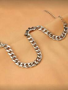 1pc Solid Color Vintage Style Chain Necklace, Suitable For Daily Wear