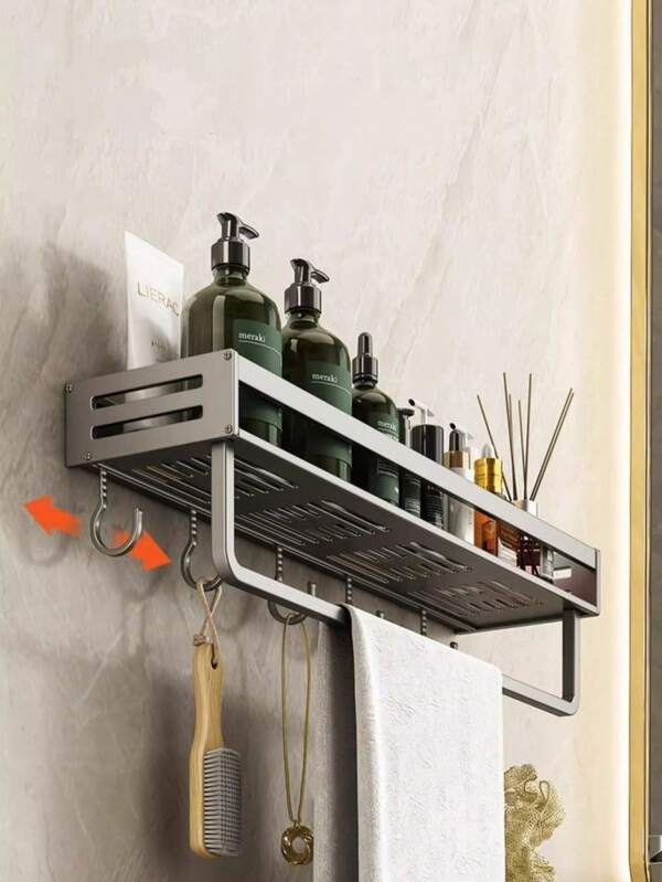 Aluminium Wandmontiertes Dusche Aufbewahrungsregal, Badezimmer Artikel Aufbewahrung und Aufbewahrungsregal, Badetuchhalter, Badezimmer Artikel Aufbewahrungshaken, Multifunktionales Aufbewahrungsregal am Waschbecken, Badezimmer Platzmanagement-Tool, Badezimmer Accessoires