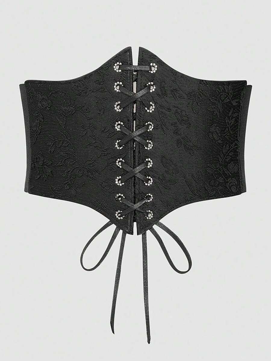 1 件女士黑色蕾丝束腰，性感宫廷风格，适合万圣节派对或日常通勤