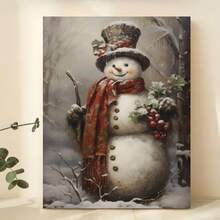 1 pieza Póster de lienzo, Póster de arte vintage navideño, Pintura de muñeco de nieve navideño Xmas Cottagecore Decoración de pared, Arte de pared para sala de estar, Decoración de pared para dormitorio, Decoración del hogar Decoración de habitación sin marco