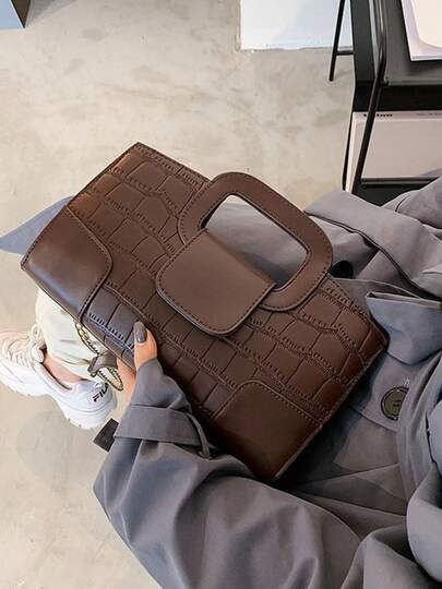 1 bolsa feminina, nova bolsa clutch com estampa de crocodilo, primavera/verão 2025, bolsa tote, bolsa de ombro, bolsa transversal, bolsa feminina elegante e chique, alça de corrente