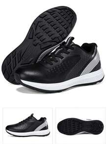 Neue Herren Golfschuhe, bequeme Leder Golf Trainingsschuhe, hochwertige Outdoor Golfschuhe für Herren Einfarbig