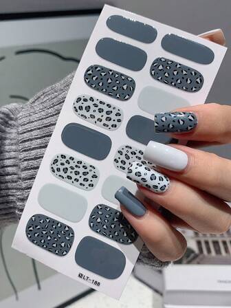 1pc New Leopard Print Full Nail Stickers, Waterproof Peel-Off Nail Art Stickers, Nail Decals For Women, Easy To Use, Suitable For Holidays, Parties, Birthday Gifts