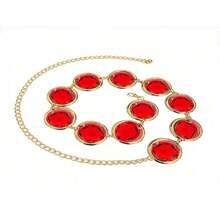 1 قطعة سلسلة معدنية كاجوال مخملية فضية مخصصة للنساء، مناسبة للجينز والمعاطف والفساتين والسترات، سلسلة خصر لامعة من سبيكة الزنك، مناسبة للخريف والشتاء - فضي - مشاهدة 4