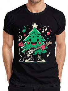 Christmas Tree String Lights - Christmas Gift T-Shirt For Men - Black-8 - View 1