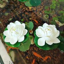 5pcs White Artificial Lotus Decorations & Fish Tank Ornaments & Floating Lotus Leaves For Fish Tanks And Ponds, Plastic Flowers, Water Lilies, Lotus Leaves, Suitable For Water Surface Decoration In Fish Tanks, Ponds, Water Pools, Etc., Floating Decorations