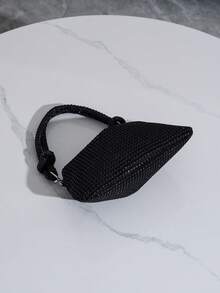 水钻装饰手提包，优雅的手拿包，适合参加舞会、派对和活动，可容纳手机、口红和其他必需品 - 黑色 - 查看 7