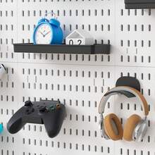 Kit de Organizador de Pared Combinado de Tablero de Clavijas: Paneles Colgantes Modulares, Instalación Sin Perforaciones, para Exhibición en la Pared de la Sala de Manualidades - Ganchos de arco blanco - Ver 4