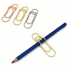 Set de 5 piezas de soporte para bolígrafos de acero inoxidable - Gancho metálico multifuncional con diseño de soporte para bolígrafo, adecuado para diarios, organización de documentos, artículos de oficina y artículos escolares