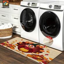 1 pieza Felpudo antideslizante con diseño de pavo de otoño de Acción de Gracias, felpudo antideslizante de fibra súper, adecuado para decoración de fiestas festivas, cocina, baño, comedor, dormitorio, puede ser un regalo de Acción de Gracias