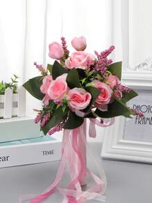 1 件全新人造紫玫瑰花束，伴娘、新娘婚礼用品，摄影道具，优雅浪漫婚礼装饰 - 紫色 - 查看 7