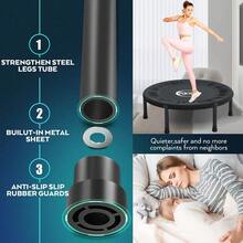 Trampolín de Fitness Portátil,Trampolín de Ejercicio 40 Pulgadas,con Base de 6 Patas y 30 Resortes y 1 Cintas Bandas Resistencia Elásticas Ejercicio de Gimnasio Aeróbico Resitente y Duradero - 1 - Ver 6