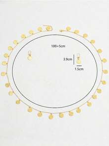 مجموعة قلادة وأقراط معدنية مطلية بالذهب عيار 18 قيراط، مناسبة كهدية للحفلات والاستخدام اليومي، 3 قطع/مجموعة