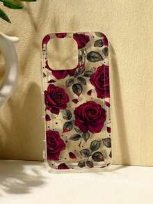 Funda Transparente con Estampado de Rosas Grandes Compatible con iPhone Impermeable a Prueba de Golpes y Arañazos - Multicolor - Ver 6