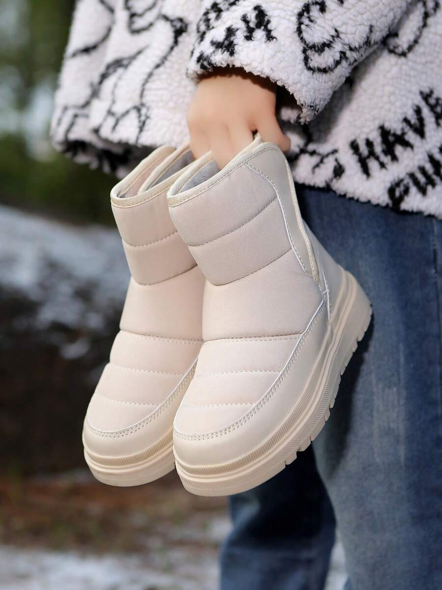 Kids' Fashion Casual Winter Snow Boots, Outdoor Cold-Proof Shoes For Christmas, Halloween, Party Outfits, Unisex - Beige - View 1
