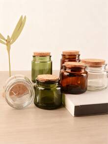 1pc Vintage Handmade Diy Aromatherapy Candle Container Cork Stopper Glass Cup Creative Brown Candle Holder Jar With Wooden Cap For Decor,Candlestick Cup Aromatherapy Cup Empty Bottle Wooden Stopper Transparent Candlestick Cup Diy Empty Cup Companion Gift Ornament.