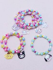 SANRIO 7 件  可爱女孩串饰手链套装，包括 、、、、 吊坠、彩色珠子，适合送给最好的朋友和姐妹 - 彩色 - 查看 4