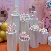 Folding Paper Tube Pedestal For Wedding Ceremony, Party, Cake Table Support Column - Includes Plastic Top Plate (Mirror Acrylic, Remove Protective Film To Use), Suitable For Wedding, Birthday, Party, Auto Show, Cake Shop Decoration