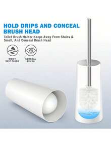 1 Set Toilet Brush And Holder, Flexible Toilet Brush With Detachable Holder - Cleans Hard-To-Reach Areas, Long Handle Design, Suitable For Bathroom Cleaning, Durable Plastic Bristles - Back To School Cleaning Supplies, Ergonomic, Elegant And Durable, With 304 Stainless Steel Long Handle.