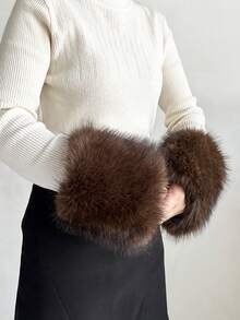 1. Faux Fur Collar & Cuff Set, Warm Faux Fur Scarf, Fluffy Oversized Furry Shawl Wrap For Women In Winter, Suitable For Dresses, Christmas Decoration - Multicolor - View 17