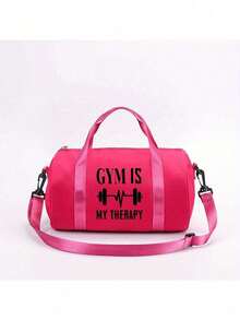 1pc Dumbbell Pattern "Fitness Is My Therapy" Shoulder Bag - Adjustable Strap And Top Handle, Durable Fabric Mini Bag | 4 Styles And Multiple Colors Available, Multifunctional Small Gym Bag Suitable For Fitness, Dance, Commuting And Outdoor Activities | Casual Streetwear Minimalist Design Handbag | Perfect Gift For Friends/Family/Loved Ones, Ideal Holiday Gift For Fitness Enthusiasts, Back To School Essential