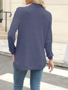 Fashionable Casual Ribbed Knit Cardigan Sweater