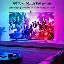 Luz de fondo LED para TV con sensor RGBIC y función de sincronización AR, alimentación por USB, sincronización de música, control remoto, compatible con TVs de 35-80 pulgadas, adecuado para salas de juegos, dormitorios y salas de estar - Retroiluminación del televisor LED - Ver 2