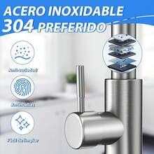 PERRYHOME Grifo de Cocina de acero inoxidable 304, 360 ° Grifo para Fregadero de Cocina de Agua Caliente y Fría Llave, Mezclador de Fregadero de Cocina con Pulverizador Desplegable - pago - Ver 3