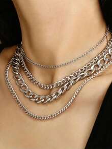 1 Set Of 3 Pcs Fashionable Chain Necklaces, Suitable For Women's Daily Decoration