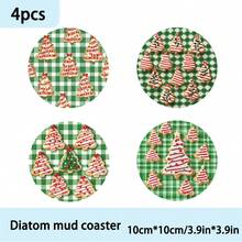 4 Stücke/6 Stücke/300 Stücke Weihnachtsbaum mit Zuckerstangen-Streifenmuster Diatomeenerde Untersetzer, Kaffee Untersetzer, Mehrzweck-Dekoration für Zuhause und Restaurant, tägliche Geschenke, Tischdekoration, Themenparty-Dekoration - Verschiedenfarbig - Übersicht 13