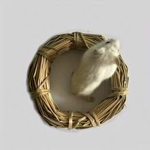 1pc Natural Water Grass Hand-Woven Braided Grass Ring, Suitable For Guinea Pigs, Hamsters And Other Small Pets To Chew And Play - Beige - View 2
