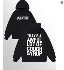 Hoodie, Sweatshirt And T-Shirt , Classic Cough Syrup Shirt, Full Color, For Men, For Women, Casual,  Shirt, Tee Print - 黑色 - 查看 1