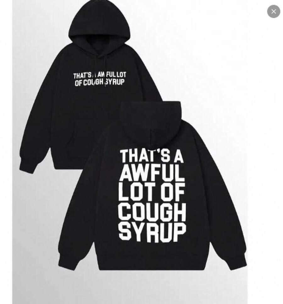 Hoodie, Sweatshirt And T-Shirt , Classic Cough Syrup Shirt, Full Color, For Men, For Women, Casual,  Shirt, Tee Print - 黑色 - 查看 1