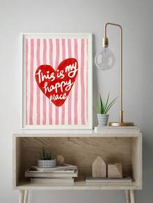 This Is My Happy Place" Print, Vintage Heart Stripes Poster, Preppy Wall Art Poster, Unframed Wall Decor, Apartment Art Print, Wall Decor Art, Dorm Decor, Party Decor And Best Gift Choice Room Decor, Funky Posters, Bedroom Decor, College Dorm Essentials, Wall Prints, AestheBBBBtic Room Decor, Dorm Accessories, Corner Decor, Music Posters - Multicolor - View 2