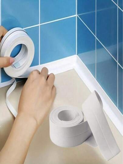 1 Roll 3.8cm Wide White Floor Sealing Tape, Waterproof Sealing Strip, Mold-Resistant Sealing Tape For Kitchen, Bathroom, Toilet, Home Decor, Easy To Use, Suitable For Home Decoration, Spring Decorations, Birthday, Graduation Gifts Bathroom Accessories Bathroom Tools