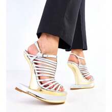 Pink Long Heeled Sandals With Cutouts Eliza - Grey - View 2