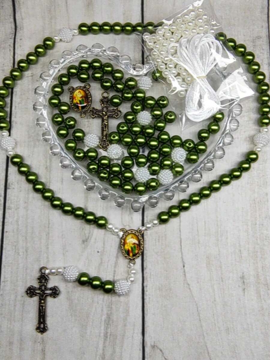 Alice's affection Rosary Assembly Kit With Casting And Resin For Adults, Jewelry, And Religious Items - Army Green - View 1