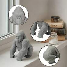 3D gedruckte schwarze Gorilla Statue, sammelbare Tierfigur, kreative Tischdekoration, Plastikhandwerk geeignet für Zuhause, Büro und Wohnzimmer Dekoration, Silberrücken Gorilla Skulptur, Innen-/Außendekoration - Verschiedenfarbig - Übersicht 5