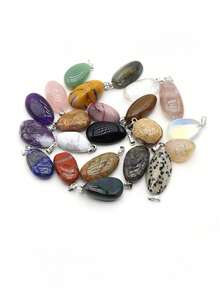 5pcs Random Mixed Color Natural Stone Asymmetrical Shaped Pendant, Suitable For DIY Jewelry Making, Accessories, Daily Gifts For Men And Women - 1.5x2.5cm - View 2