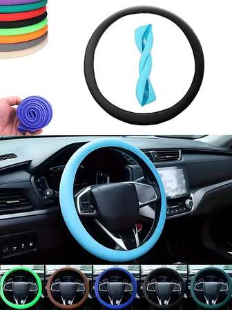 غطاء عجلة القيادة للسيارة قابل للتنفس وغير قابل للانزلاق، مرن لجميع الفصول، ملحق داخلي للسيارة متين، واقي عجلة القيادة للسيارة DIY