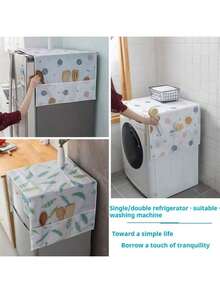 1pc INS Style Multifunctional Refrigerator Dust Cover With Pocket - 60x180cm/55x130cm, Suitable For Single/Double Door Refrigerator, Oil/Water Resistant PET Fabric, Kitchen/Home Decor Storage, Spring To Summer, Floral - Multicolor - View 12