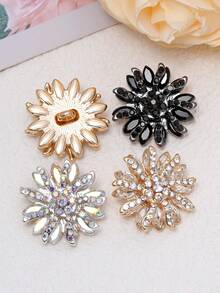 3 Stücke glänzende doppelschichtige Strass-Blumen Metallknöpfe, geeignet für Pullover, Mäntel, Jacken, Strickjacken, Anzüge, Kleider als dekorative Knöpfe